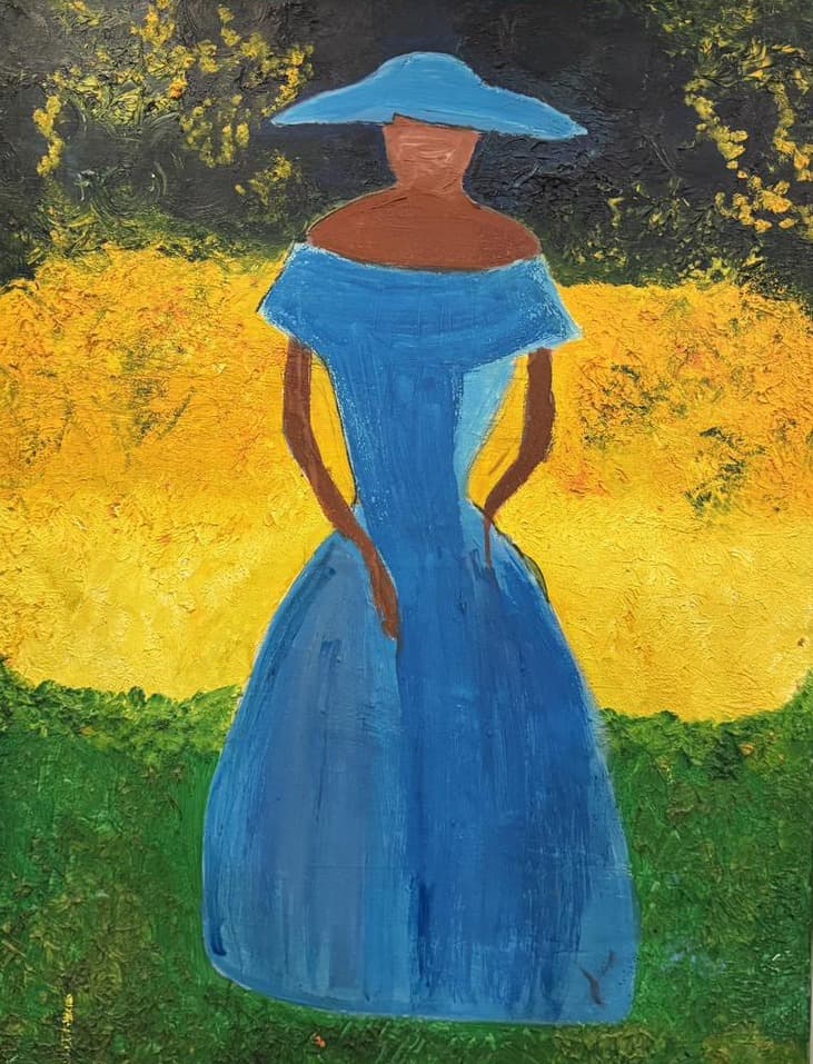 Original abstract painting by Urmi Joshi, titled Golden Field